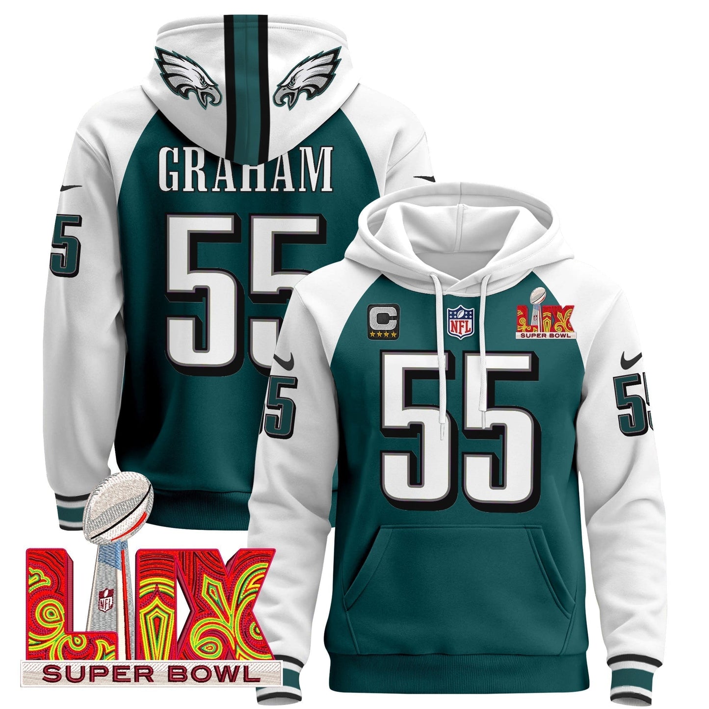 PHI Super Bowl LIX Patch Pullover Hoodie - All Stitched-DTD