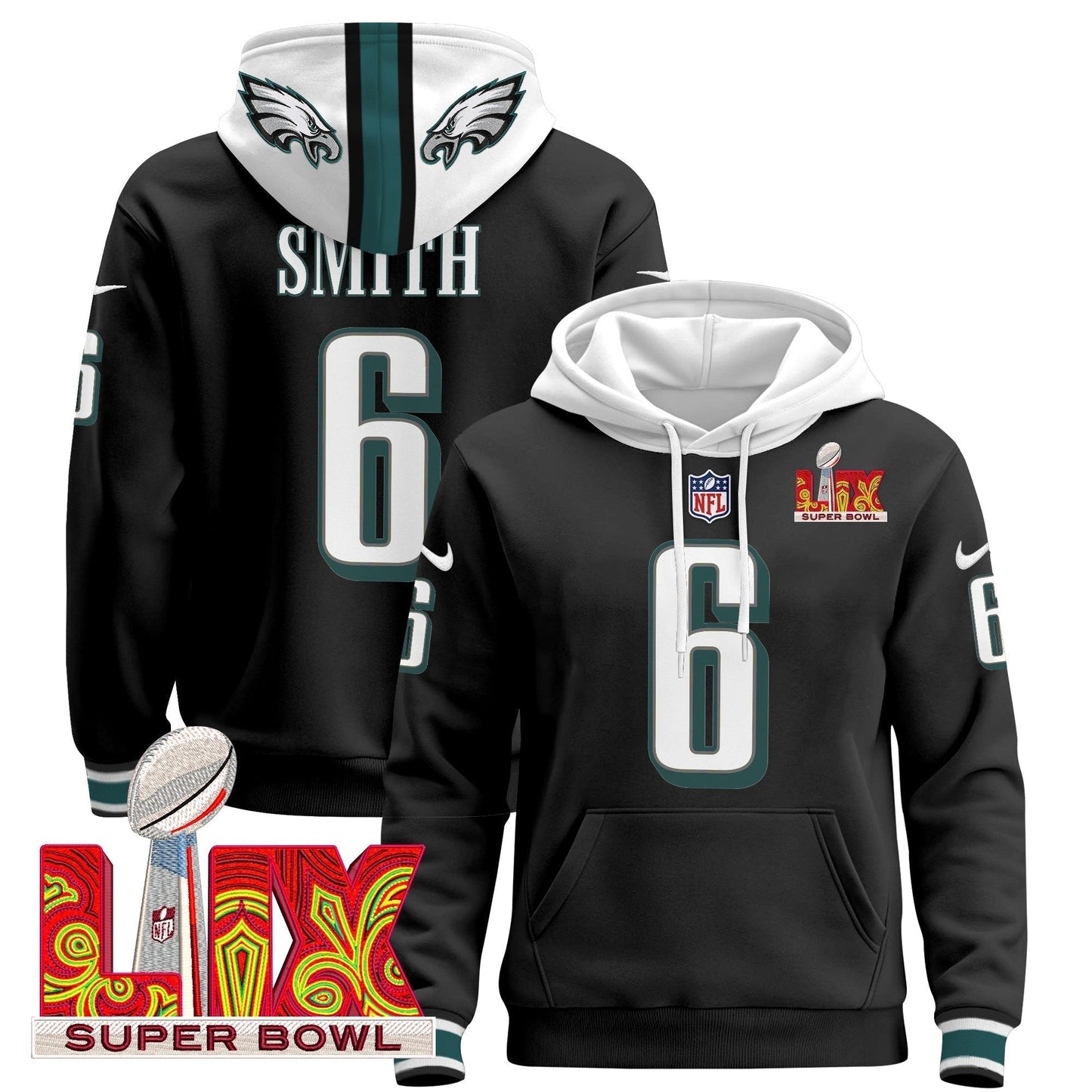 PHI Super Bowl LIX Patch Pullover Hoodie - All Stitched-DTD
