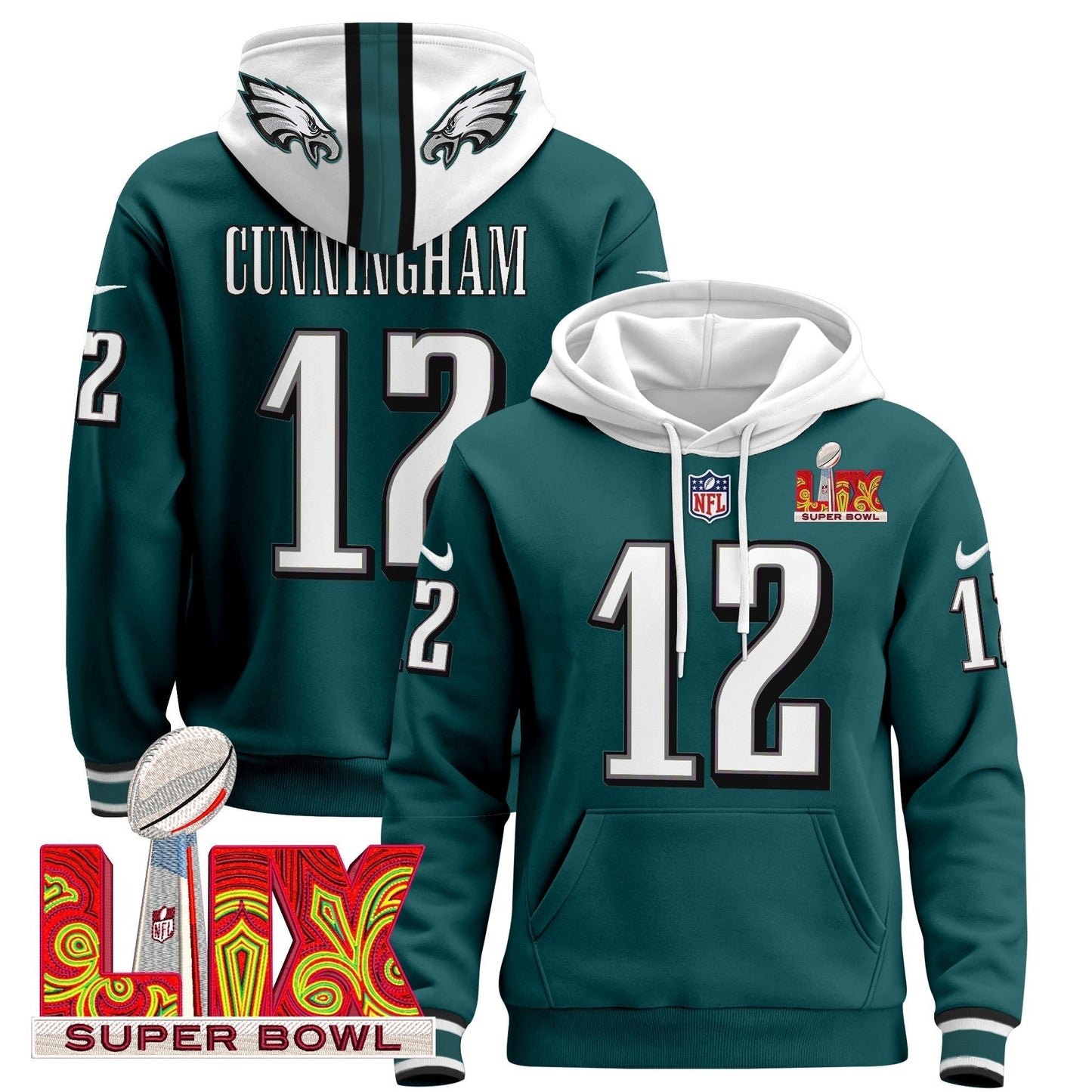 PHI Super Bowl LIX Patch Pullover Hoodie - All Stitched-DTD