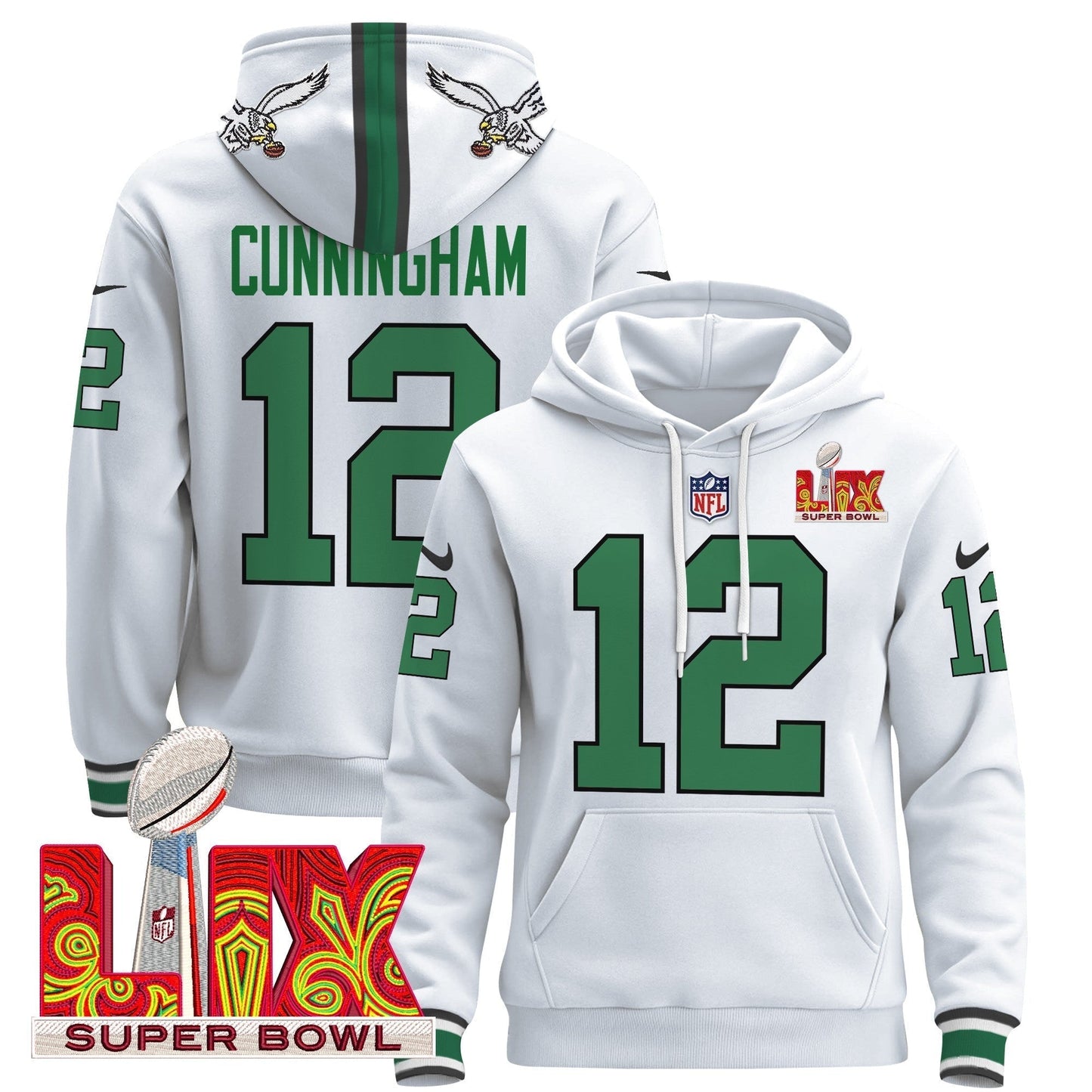 PHI Super Bowl LIX Patch Pullover Hoodie - All Stitched-DTD