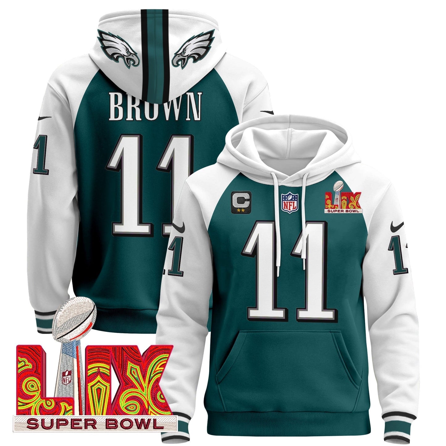 PHI Super Bowl LIX Patch Pullover Hoodie - All Stitched-DTD