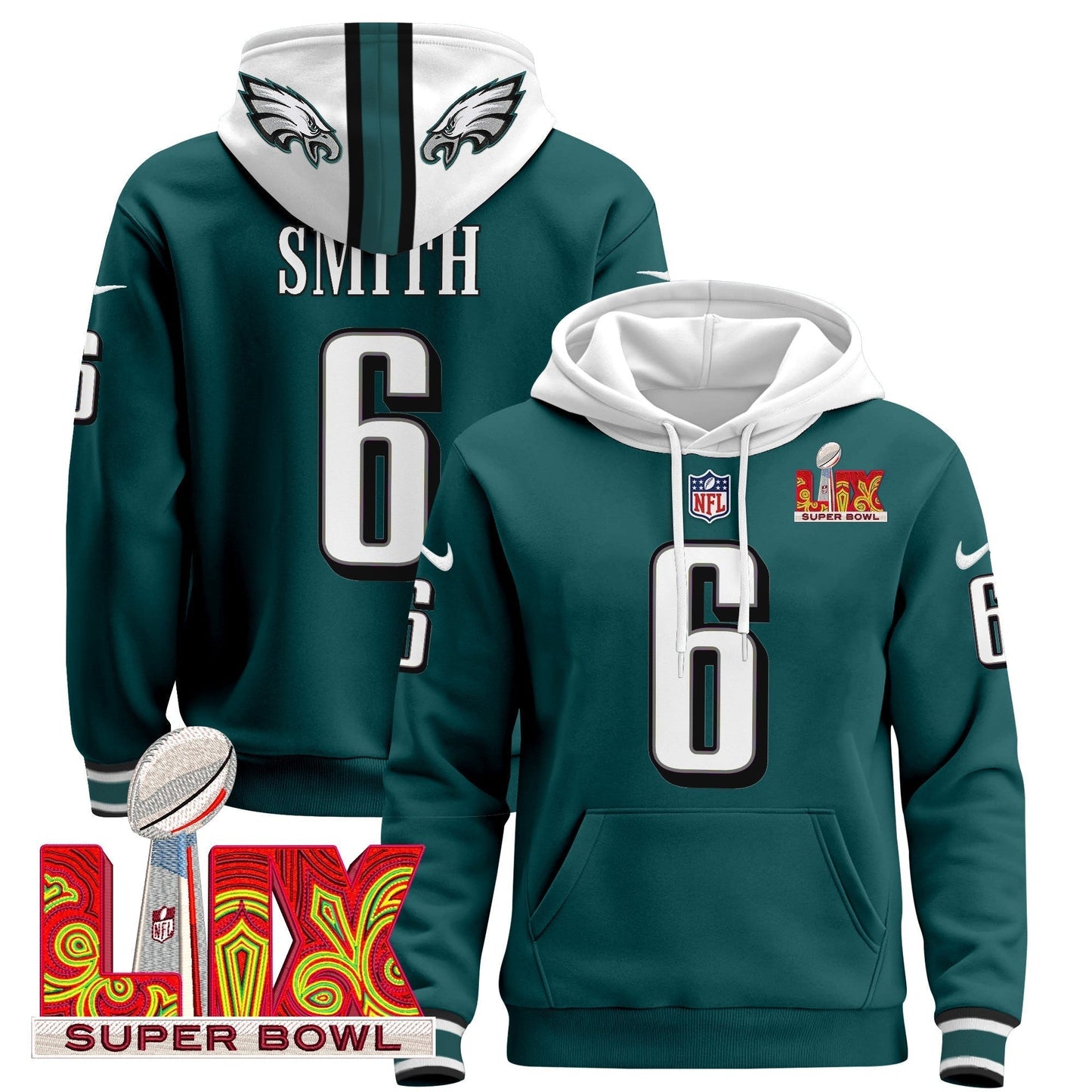 PHI Super Bowl LIX Patch Pullover Hoodie - All Stitched-DTD