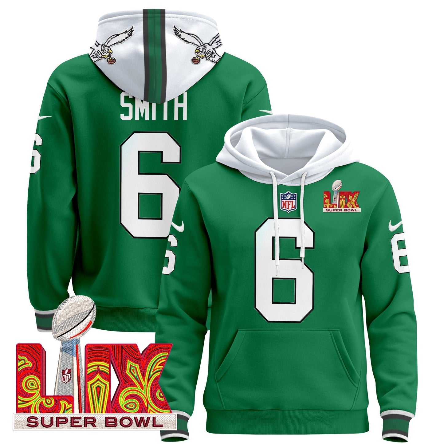 PHI Super Bowl LIX Patch Pullover Hoodie - All Stitched-DTD