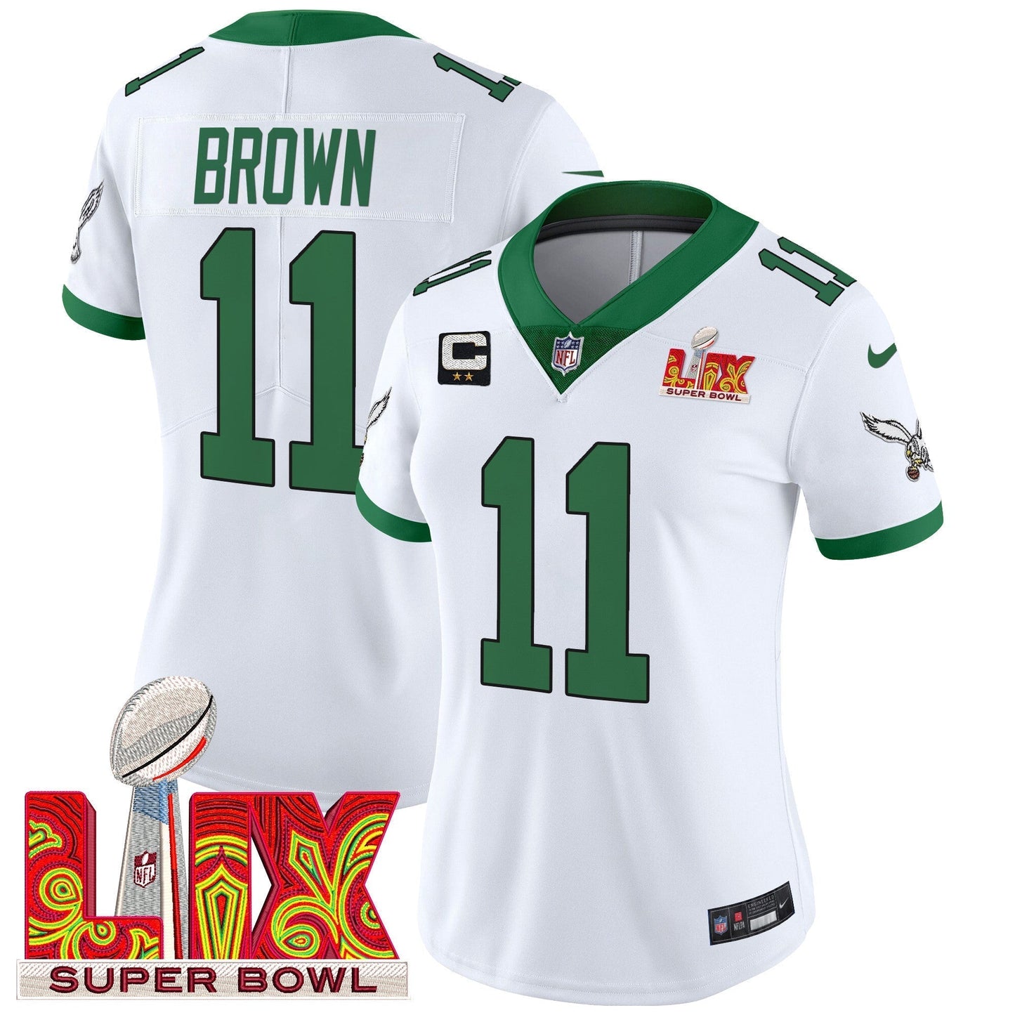 Women's PHI Super Bowl LIX Patch Vapor Limited Jersey - All Stitched-DTD