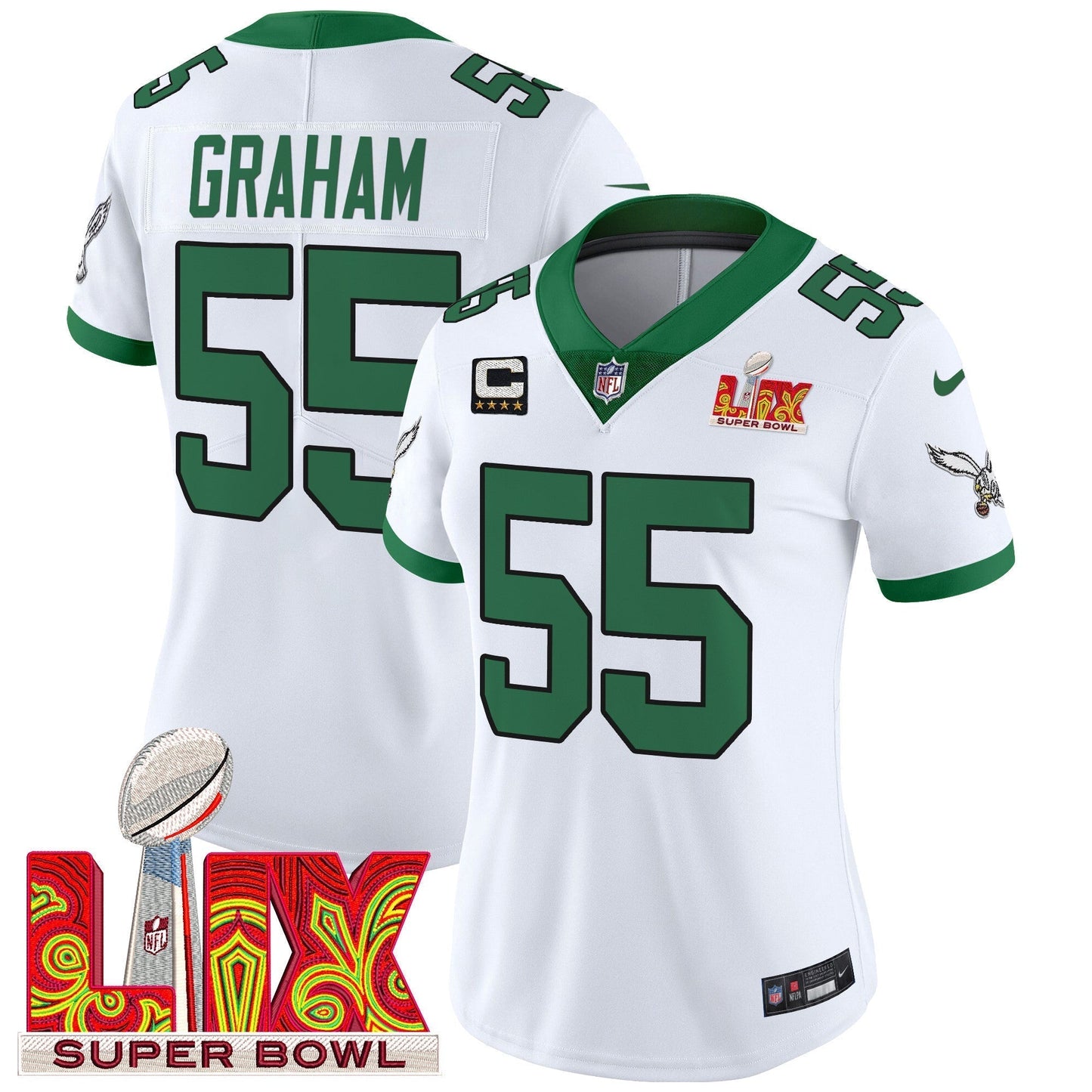 Women's PHI Super Bowl LIX Patch Vapor Limited Jersey - All Stitched-DTD