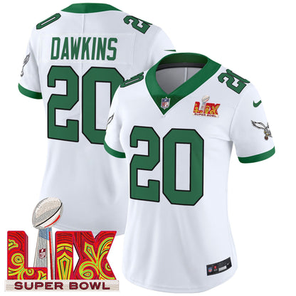 Women's PHI Super Bowl LIX Patch Vapor Limited Jersey - All Stitched-DTD