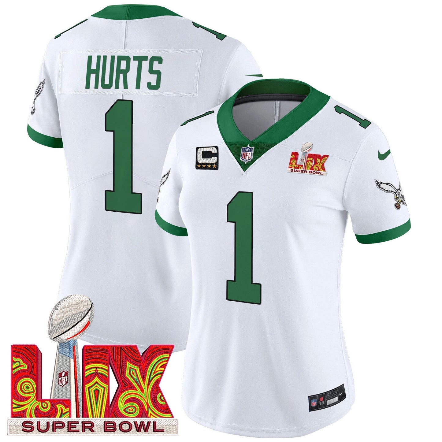 Women's PHI Super Bowl LIX Patch Vapor Limited Jersey - All Stitched-DTD