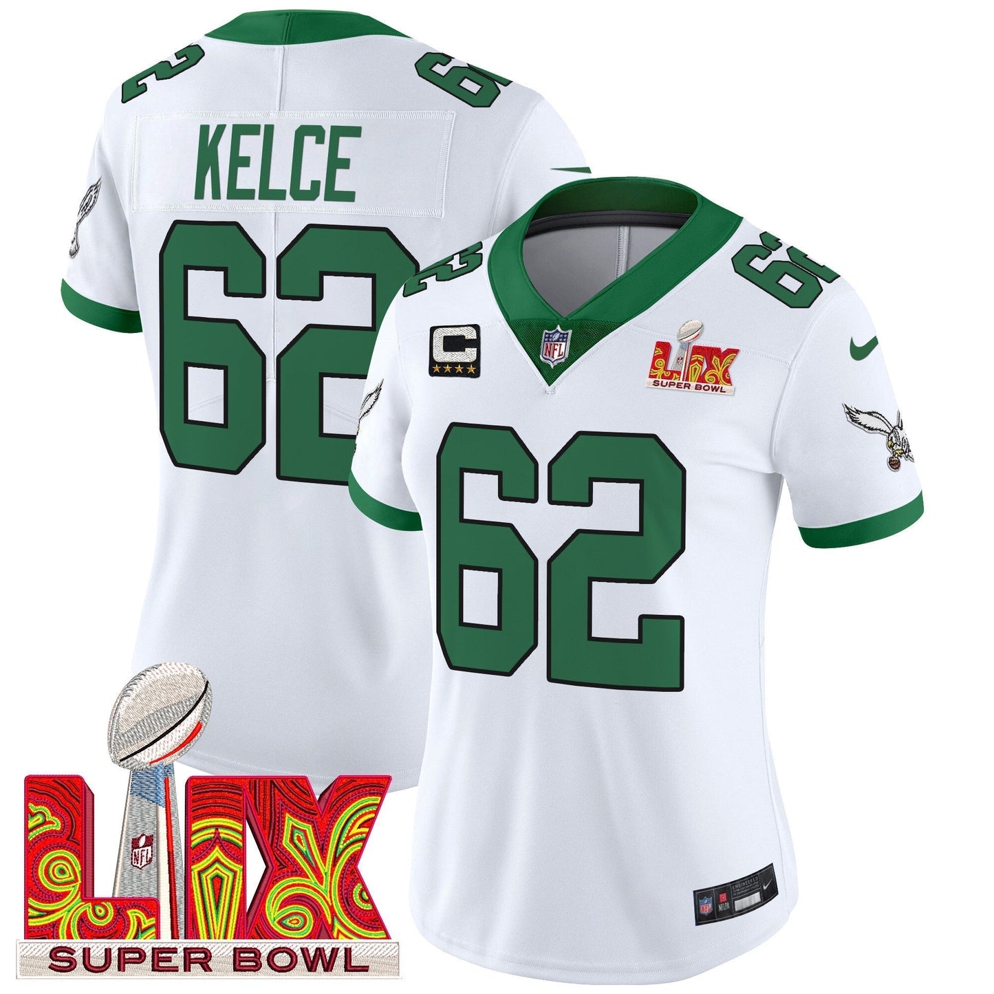 Women's PHI Super Bowl LIX Patch Vapor Limited Jersey - All Stitched-DTD