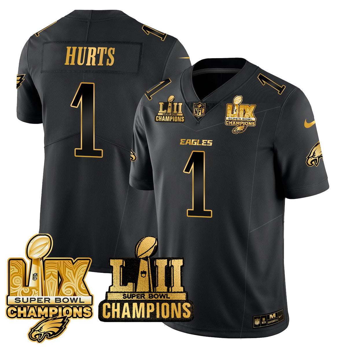 PHI LII-LIX Super Bowl Champions Gold Vapor Limited Jersey N2 - All Stitched-DTD