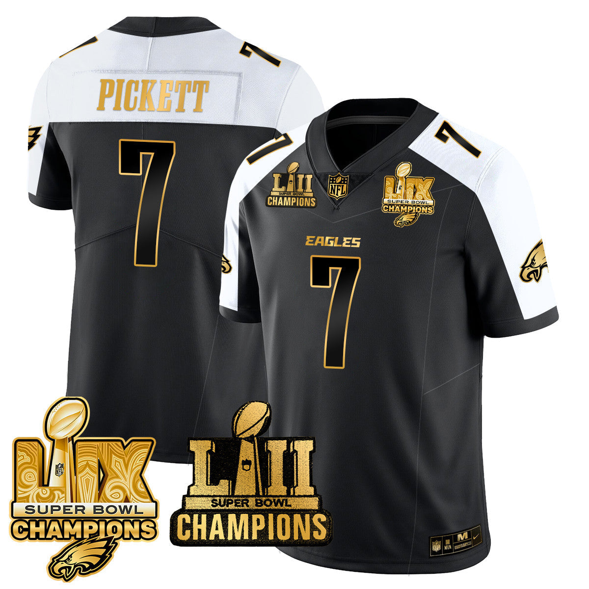 PHI LII-LIX Super Bowl Champions Gold Vapor Limited Jersey N2 - All Stitched-DTD