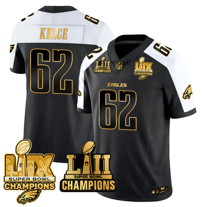 PHI LII-LIX Super Bowl Champions Gold Vapor Limited Jersey N2 - All Stitched-DTD