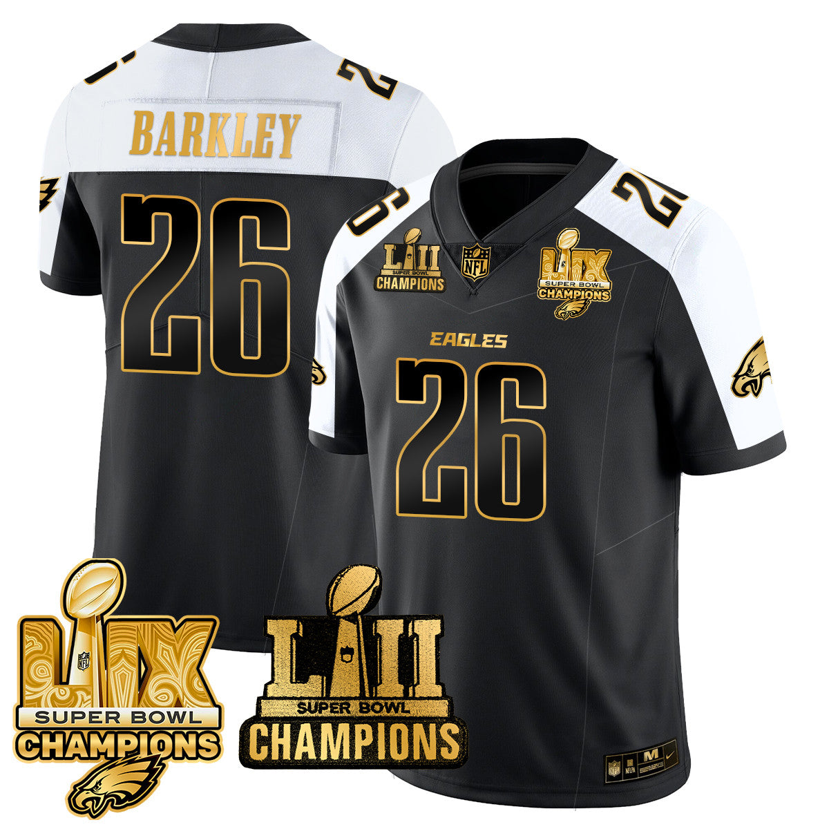 PHI LII-LIX Super Bowl Champions Gold Vapor Limited Jersey N2 - All Stitched-DTD