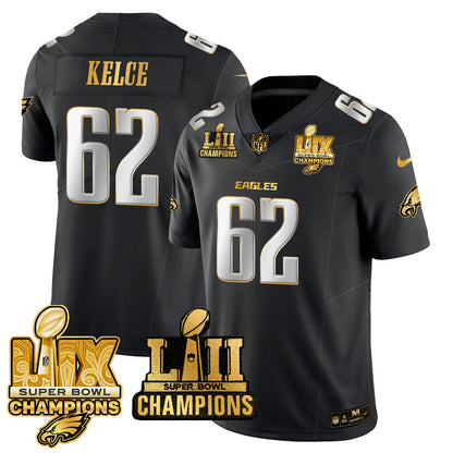 PHI LII-LIX Super Bowl Champions Gold Vapor Limited Jersey N2 - All Stitched-DTD