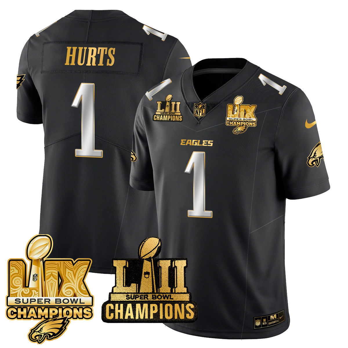 PHI LII-LIX Super Bowl Champions Gold Vapor Limited Jersey N2 - All Stitched-DTD
