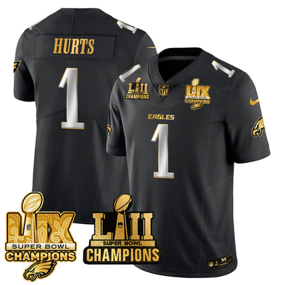 PHI LII-LIX Super Bowl Champions Gold Vapor Limited Jersey N2 - All Stitched-DTD