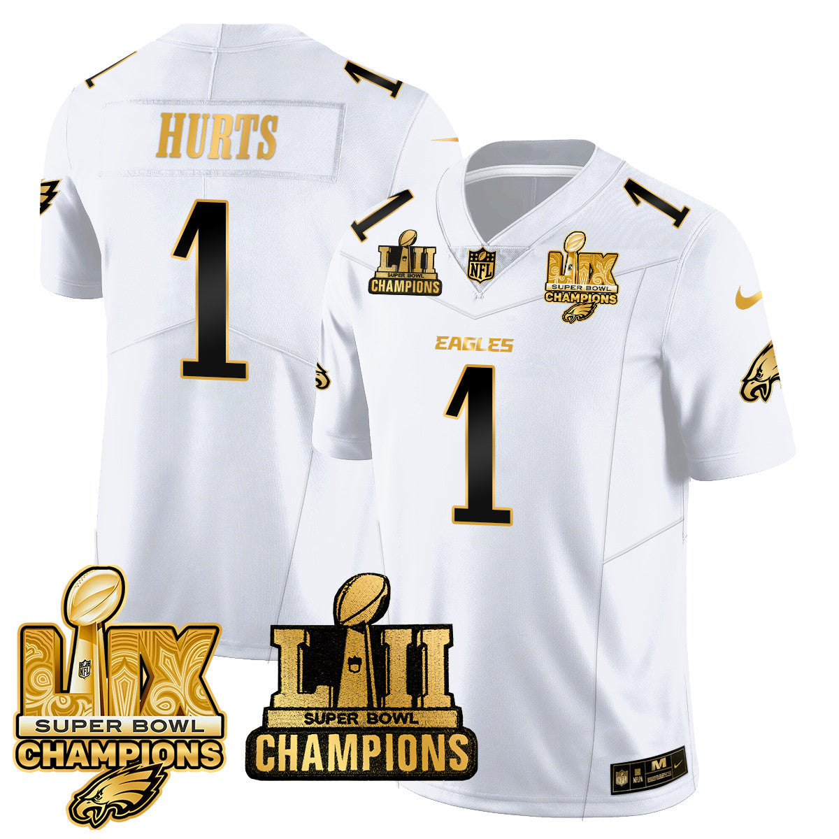 PHI LII-LIX Super Bowl Champions Gold Vapor Limited Jersey N2 - All Stitched-DTD