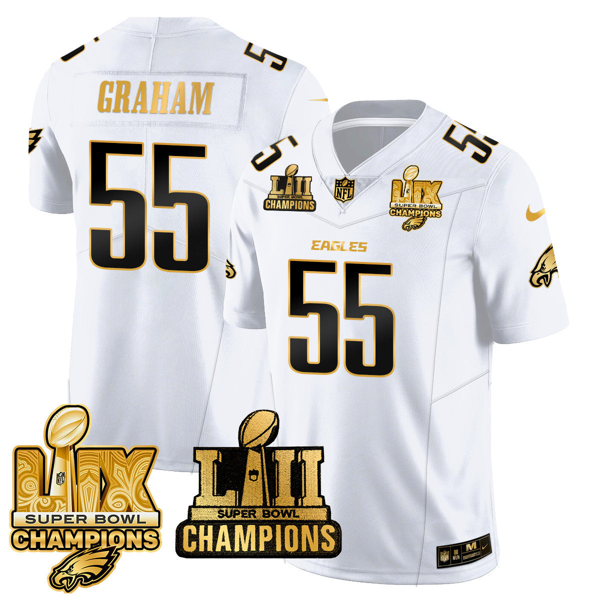 PHI LII-LIX Super Bowl Champions Gold Vapor Limited Jersey N2 - All Stitched-DTD