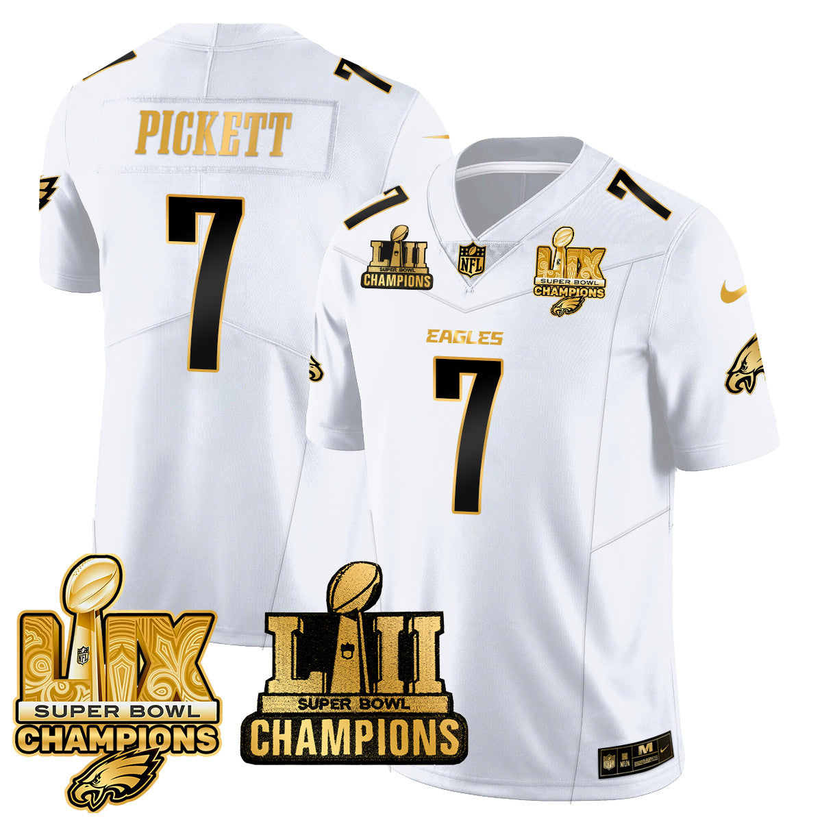 PHI LII-LIX Super Bowl Champions Gold Vapor Limited Jersey N2 - All Stitched-DTD