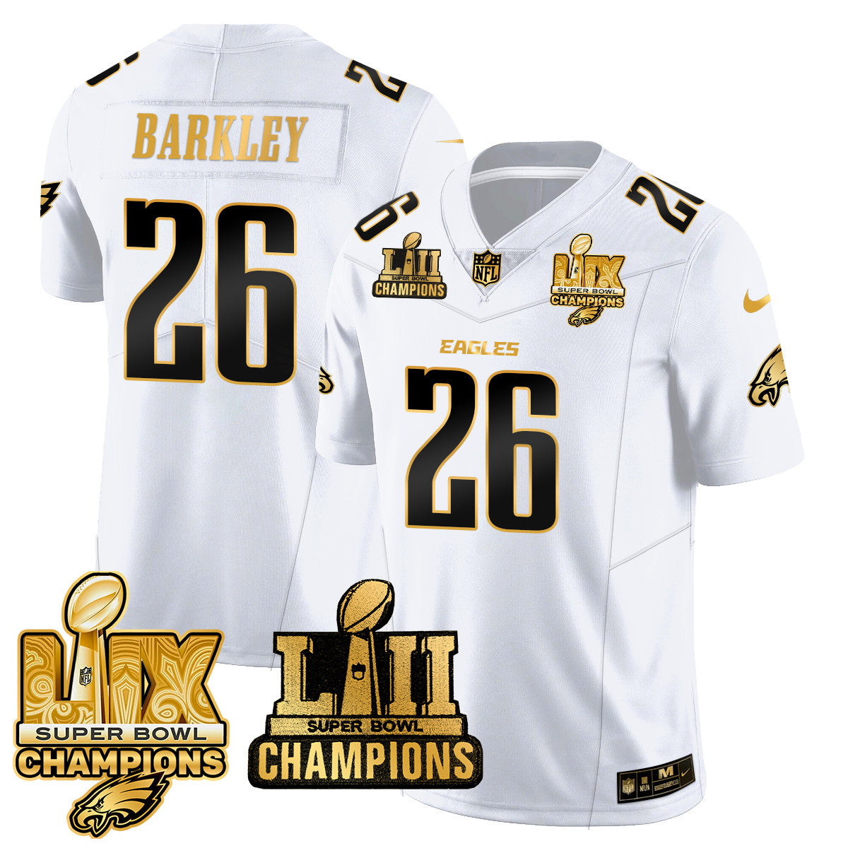 PHI LII-LIX Super Bowl Champions Gold Vapor Limited Jersey N2 - All Stitched-DTD