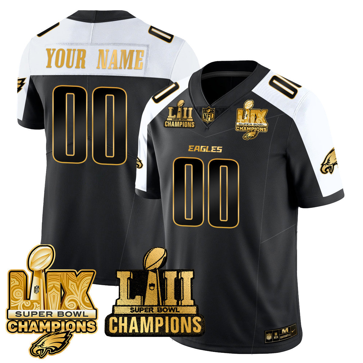 Custom Name/Gender PHI LII-LIX Super Bowl Champions Vapor Limited Jersey - All Stitched-DTD