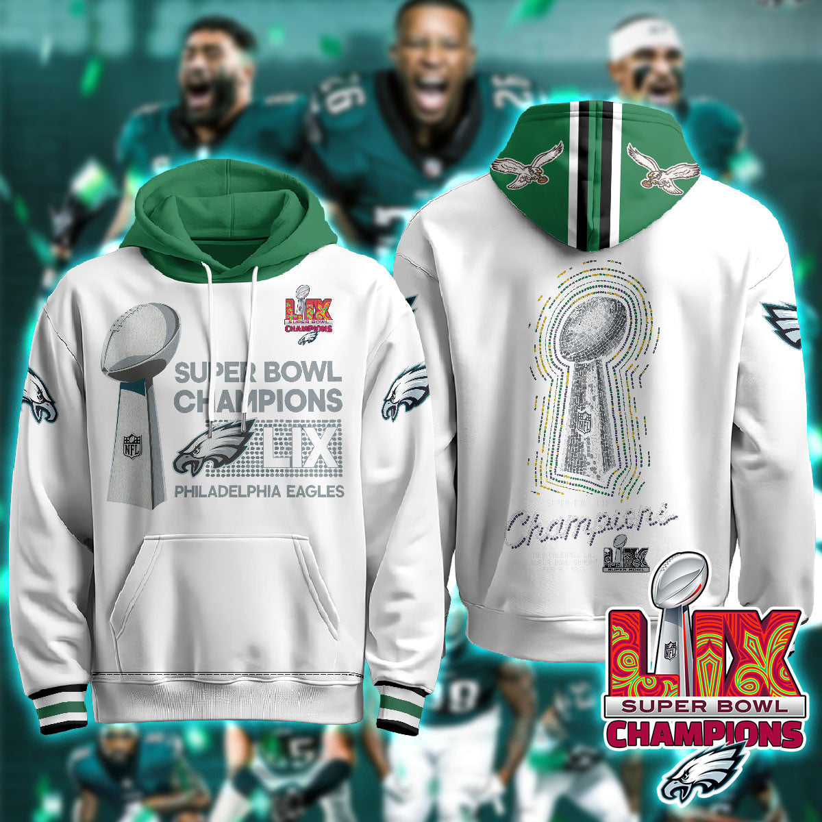 PHI Super Bowl LIX Champions Hoodie - Printed-DTD
