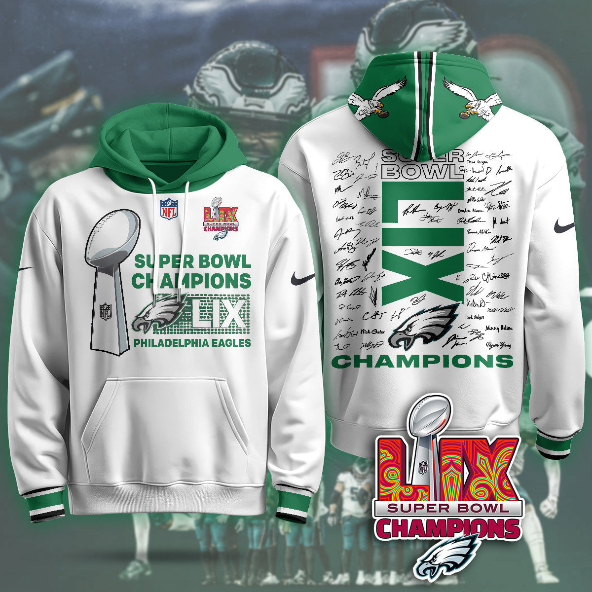 PHI Super Bowl LIX Champions Hoodie - Printed-DTD
