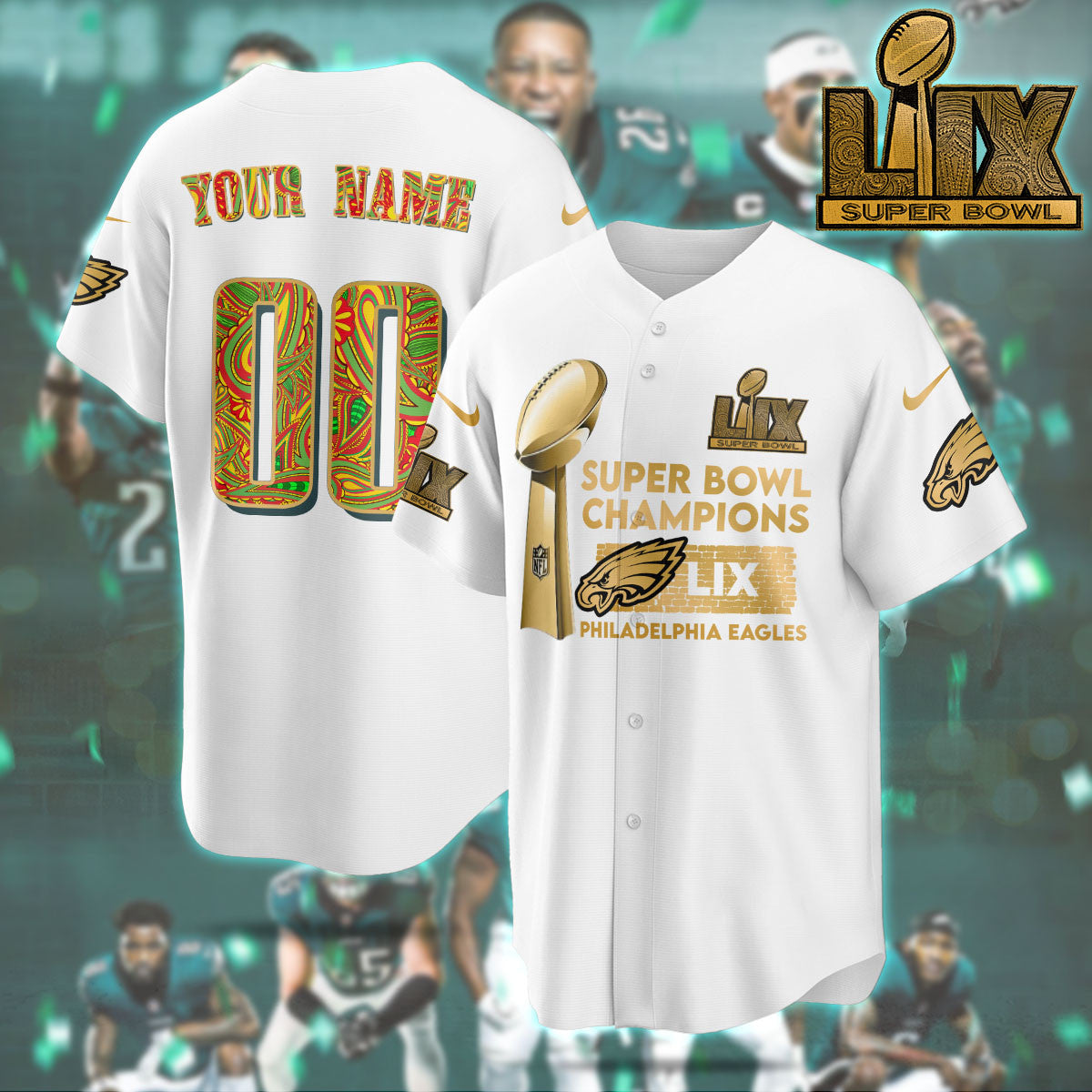 PHI Super Bowl LIX Champions Custom Limited Jersey N3-DTD