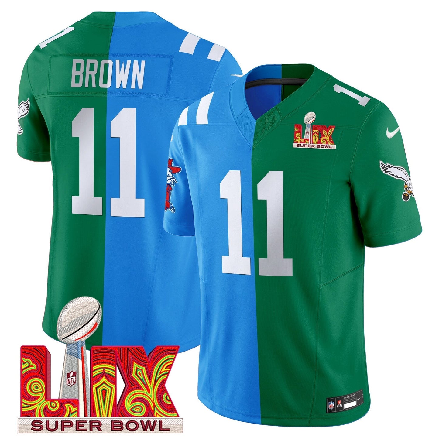 Split PHI Super Bowl LIX & College Football Vapor Limited Jersey - All Stitched-DTD