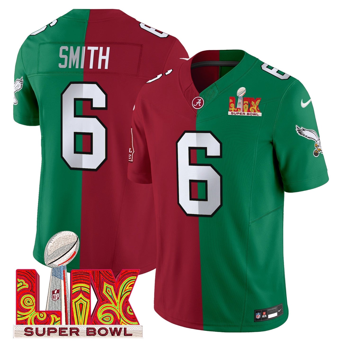 Split PHI Super Bowl LIX & College Football Vapor Limited Jersey - All Stitched-DTD