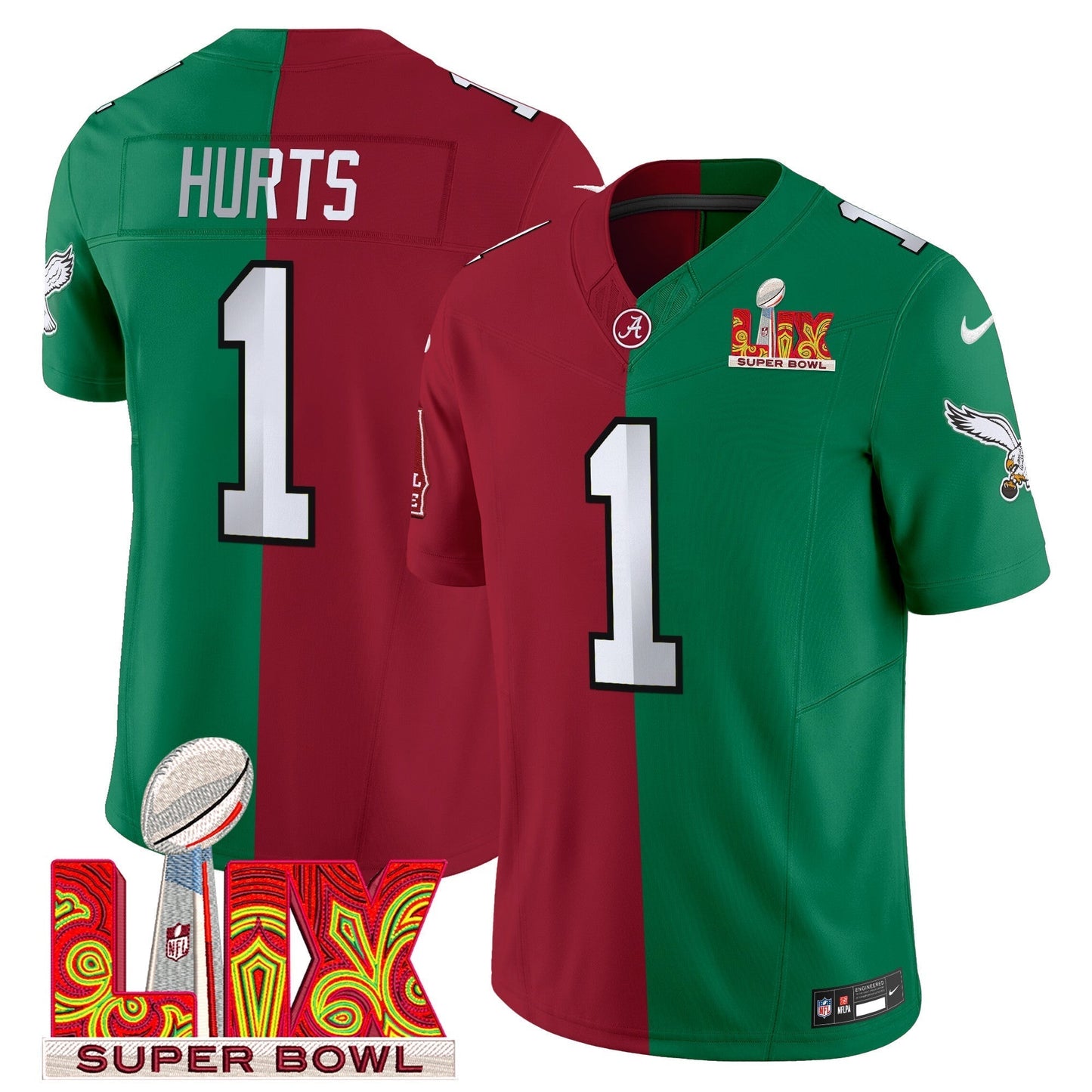 Split PHI Super Bowl LIX & College Football Vapor Limited Jersey - All Stitched-DTD