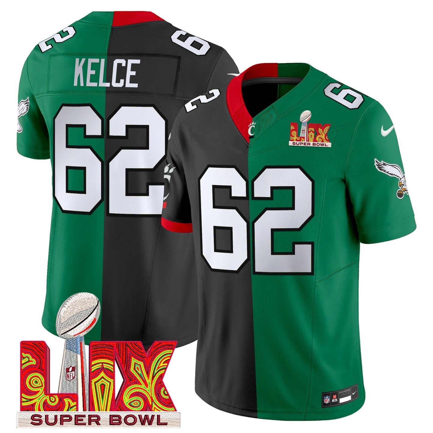 Split PHI Super Bowl LIX & College Football Vapor Limited Jersey - All Stitched-DTD