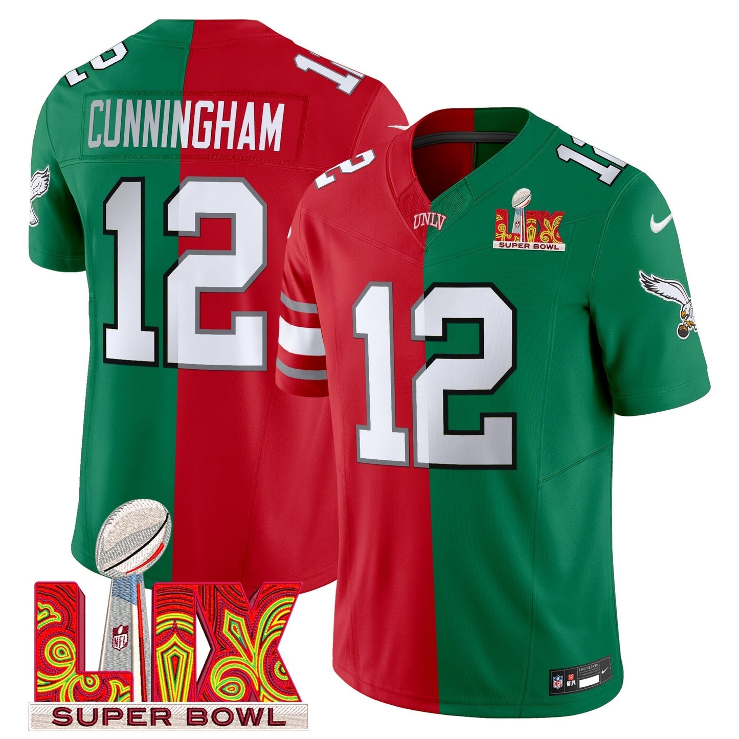 Split PHI Super Bowl LIX & College Football Vapor Limited Jersey - All Stitched-DTD