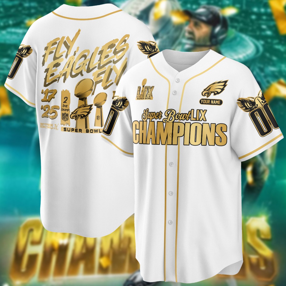 PHI Super Bowl LIX Champions Custom Limited Jersey CN5-DTD
