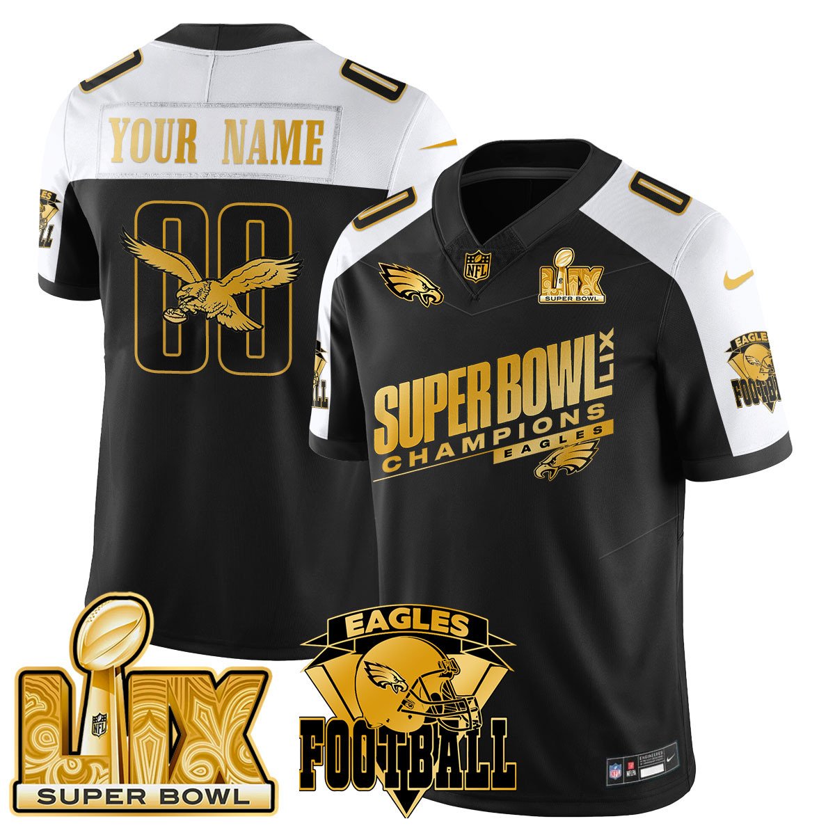 Custom PHI Jersey - Super Bowl LIX Champions Patch CN2-DTD