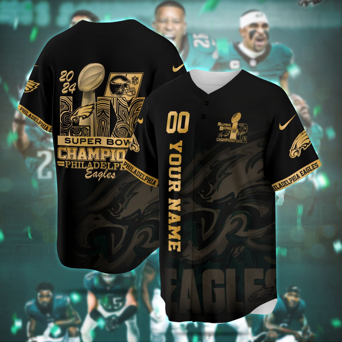 PHI Super Bowl LIX Champions Custom Limited Jersey CN6-DTD