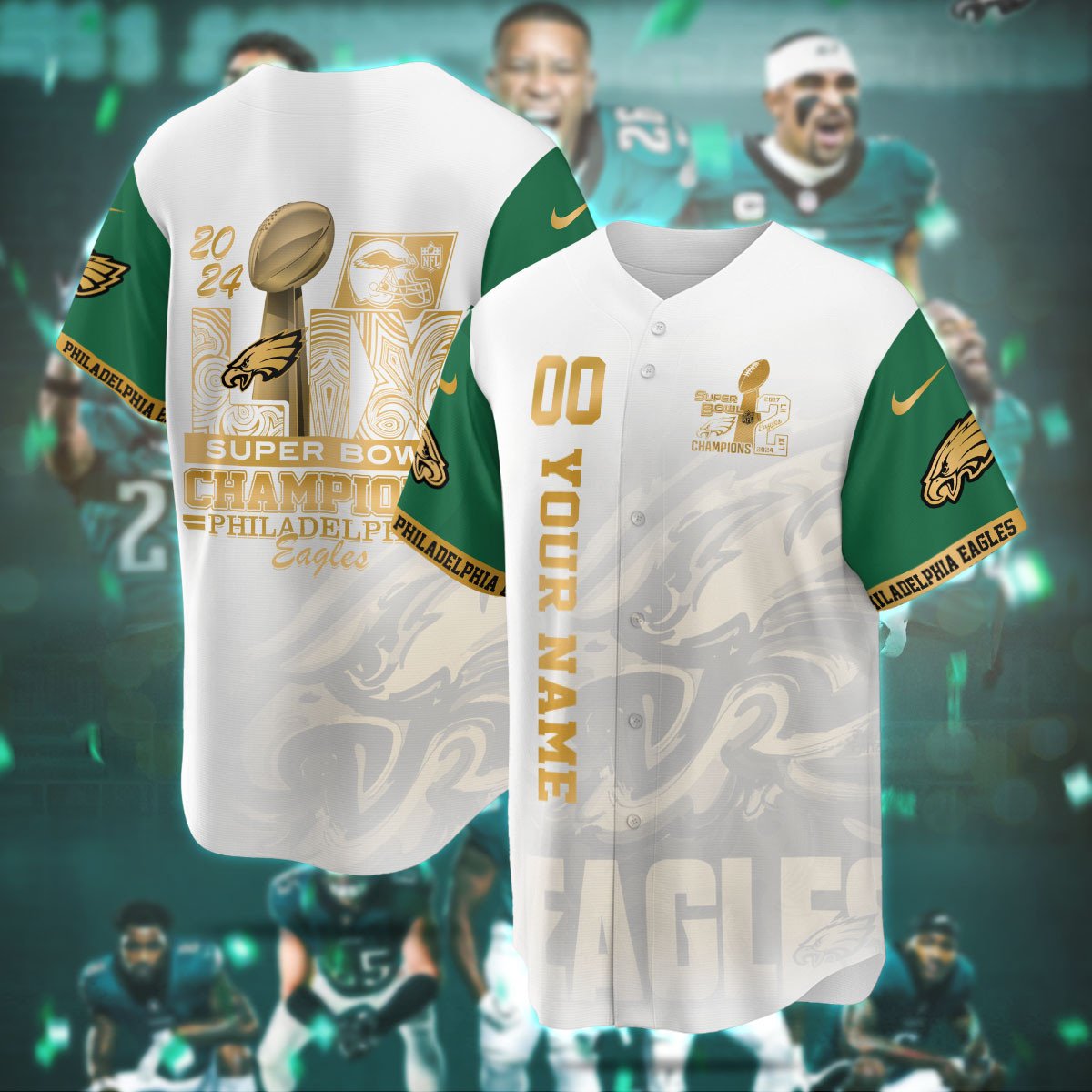 PHI Super Bowl LIX Champions Custom Limited Jersey CN6-DTD