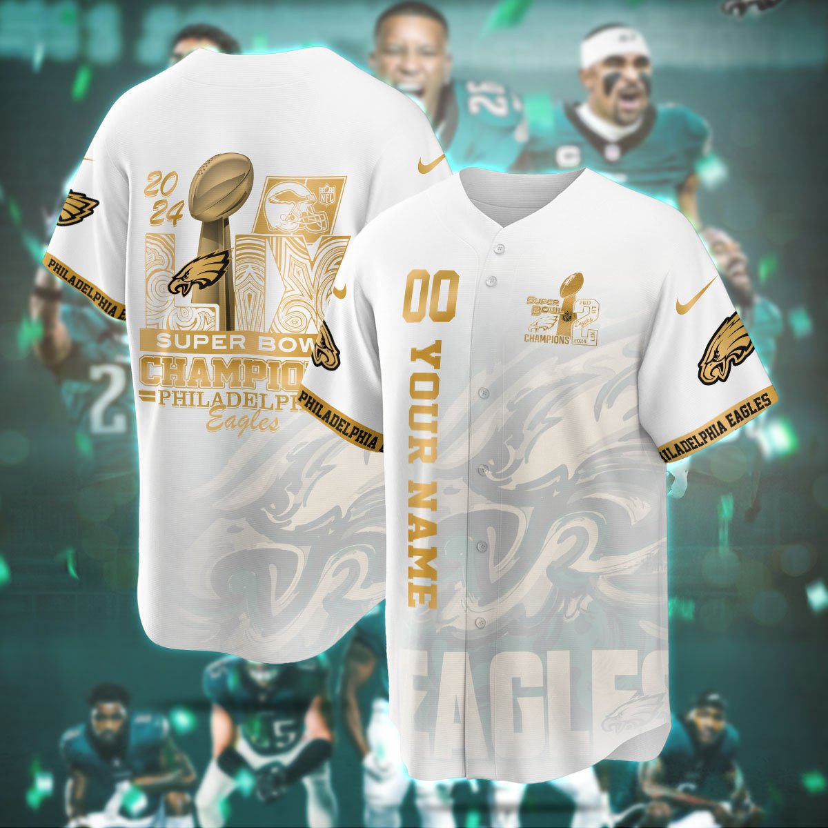 PHI Super Bowl LIX Champions Custom Limited Jersey CN6-DTD