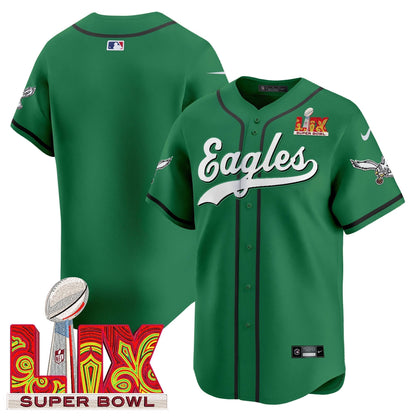 PHI Midnight Green Super Bowl LIX Vapor Baseball Jersey - All Stitched-DTD