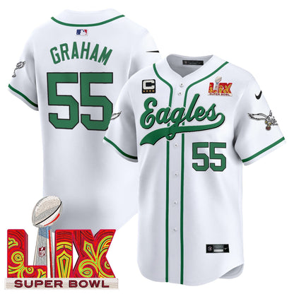 PHI Midnight Green Super Bowl LIX Vapor Baseball Jersey - All Stitched-DTD