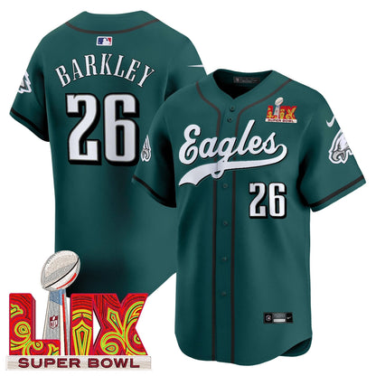 PHI Midnight Green Super Bowl LIX Vapor Baseball Jersey - All Stitched-DTD