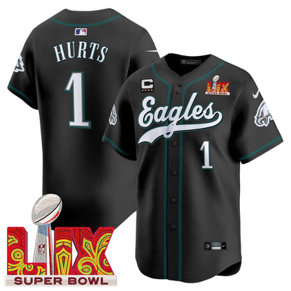 PHI Midnight Green Super Bowl LIX Vapor Baseball Jersey - All Stitched-DTD
