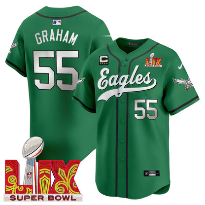 PHI Midnight Green Super Bowl LIX Vapor Baseball Jersey - All Stitched-DTD