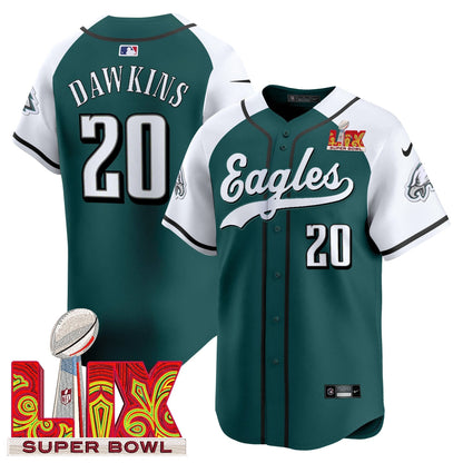 PHI Midnight Green Super Bowl LIX Vapor Baseball Jersey - All Stitched-DTD