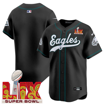PHI Midnight Green Super Bowl LIX Vapor Baseball Jersey - All Stitched-DTD