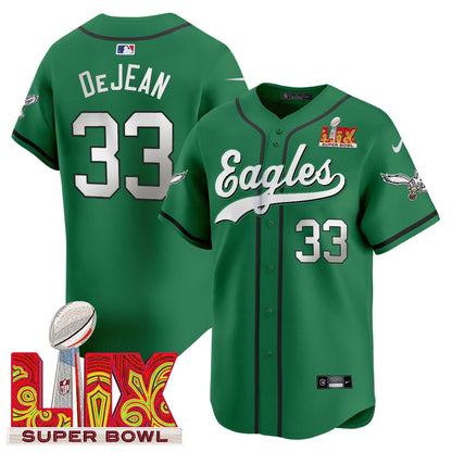 PHI Midnight Green Super Bowl LIX Vapor Baseball Jersey - All Stitched-DTD