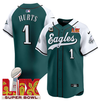 PHI Midnight Green Super Bowl LIX Vapor Baseball Jersey - All Stitched-DTD