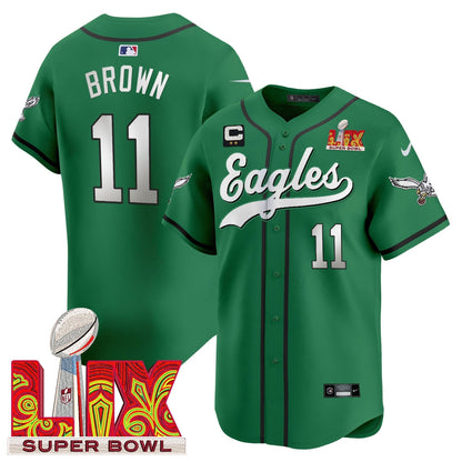 PHI Midnight Green Super Bowl LIX Vapor Baseball Jersey - All Stitched-DTD