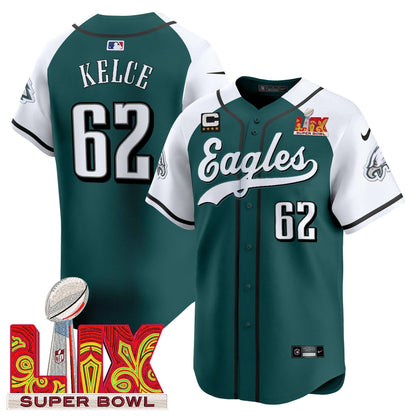 PHI Midnight Green Super Bowl LIX Vapor Baseball Jersey - All Stitched-DTD