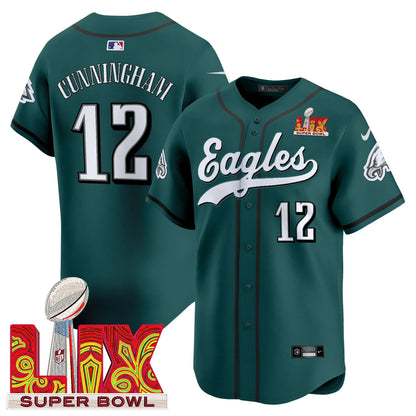 PHI Midnight Green Super Bowl LIX Vapor Baseball Jersey - All Stitched-DTD