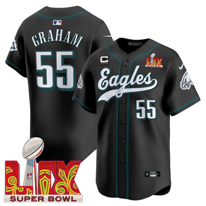 PHI Midnight Green Super Bowl LIX Vapor Baseball Jersey - All Stitched-DTD